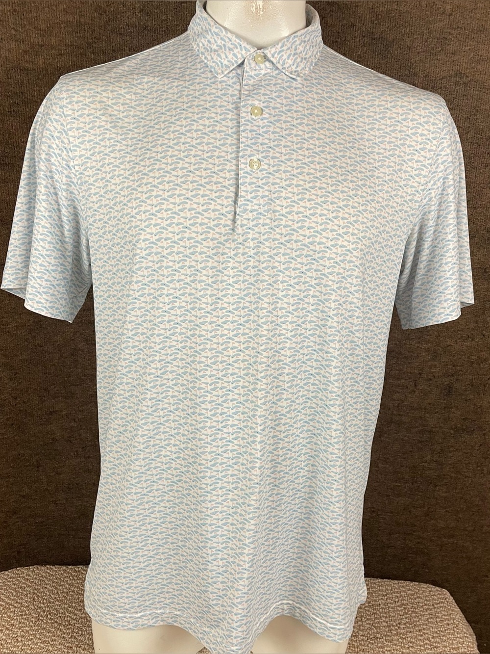 Vineyard Vines Performance Polo Shirt Mens Large Golf Print Short Sleeve 278